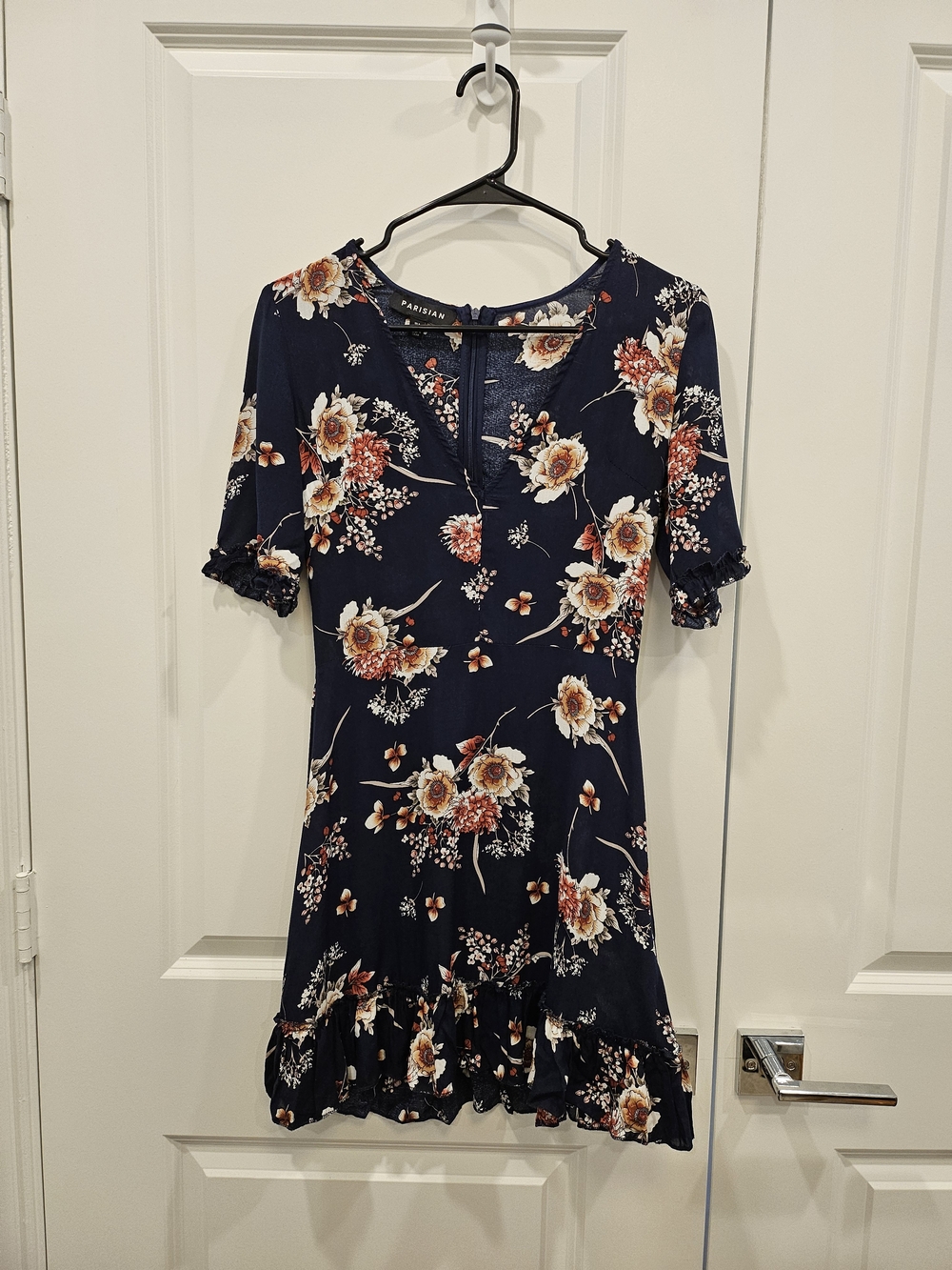 Parisian Navy Floral Ruffle Hem Dress 4